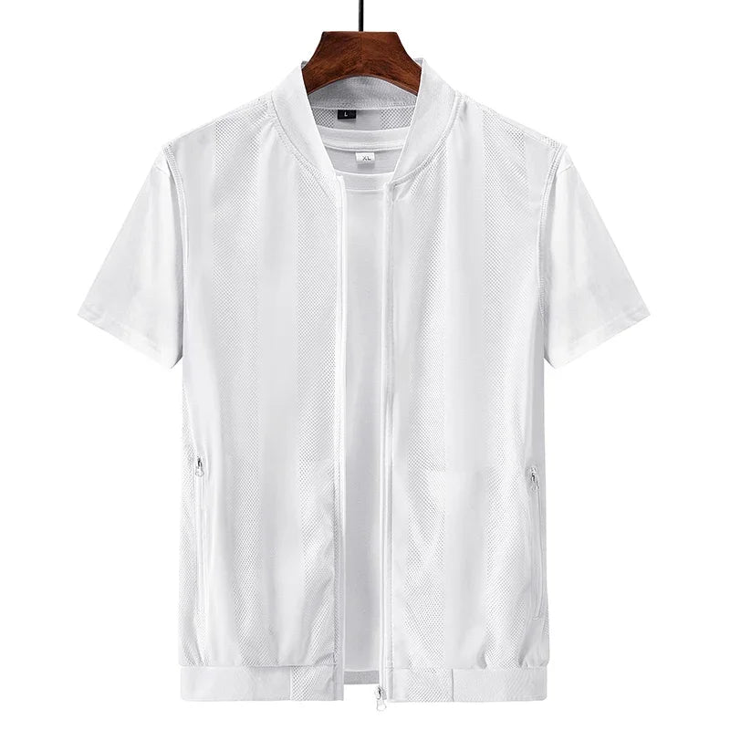 Men Summer Mesh Vest Quick-dry Breathable Multi-pocket Outdoor Fishing Hiking Sleeveless Jacket With Zipper Pockets Work Jacket